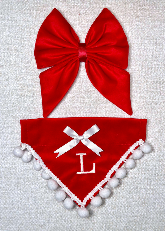 Christmas Bandana  and Bow Set