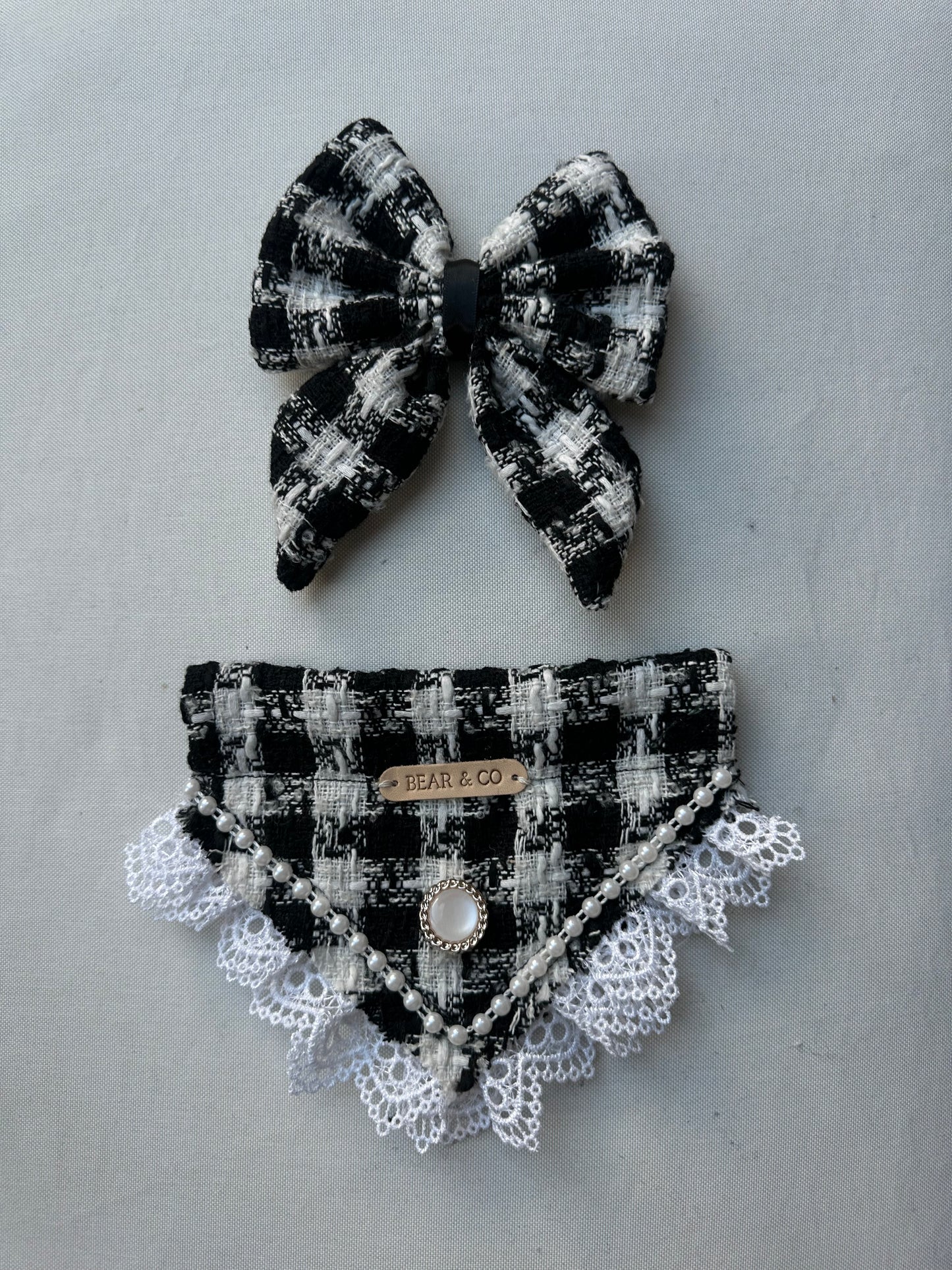 Tweed Pearl Bandana & Sailor Bow set