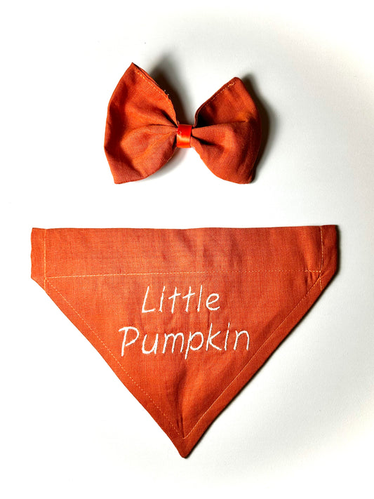 Halloween “Little Pumpkin” Bandana & Bow Set