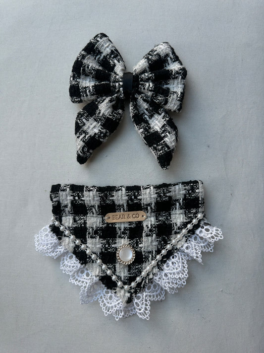 Tweed Pearl Bandana & Sailor Bow set